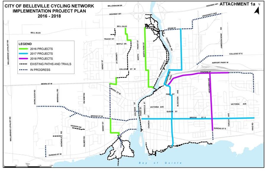Map of Belleville's cycling network