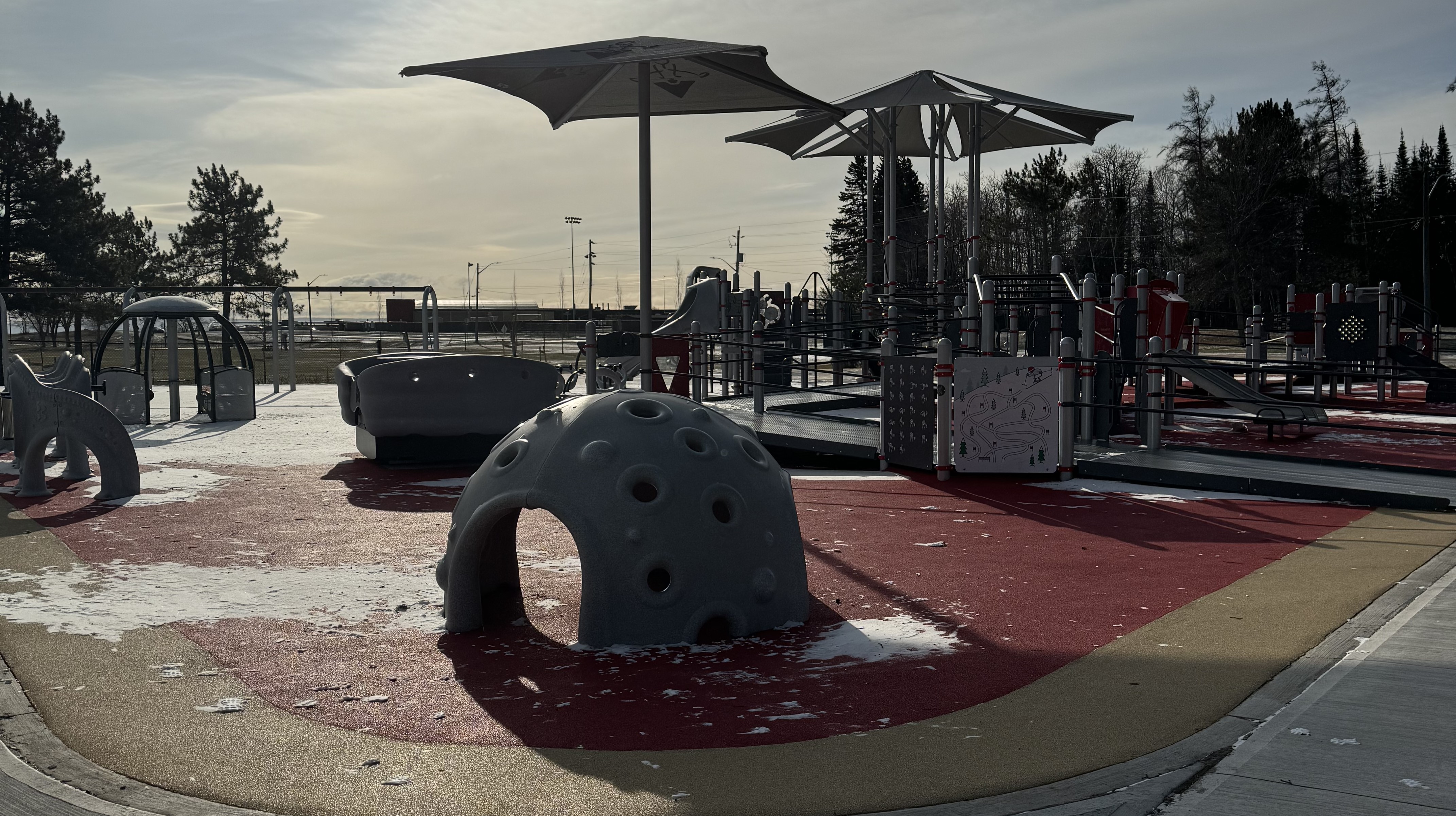 Photo of the Jumpstart playground, with the cozy dome as the central focus.